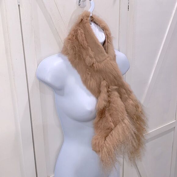 Collection XIIX 100% Rabbit Fur Scarf 40" Length Color Camel - Picture 4 of 12